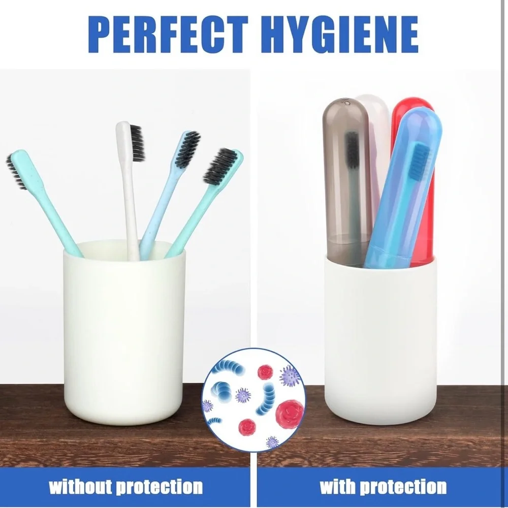 Toothbrush Travel Plastic Case Portable Tube Protector Holder Lot of 2 NWOT